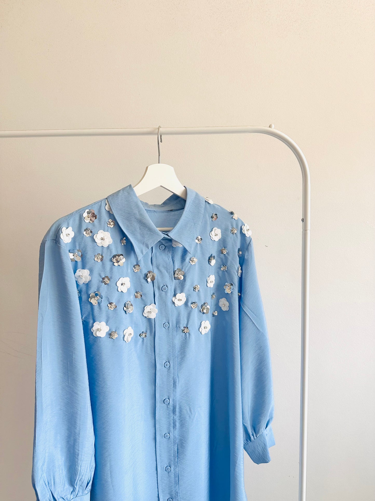 Blue embellished shirt