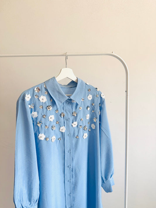 Blue embellished shirt