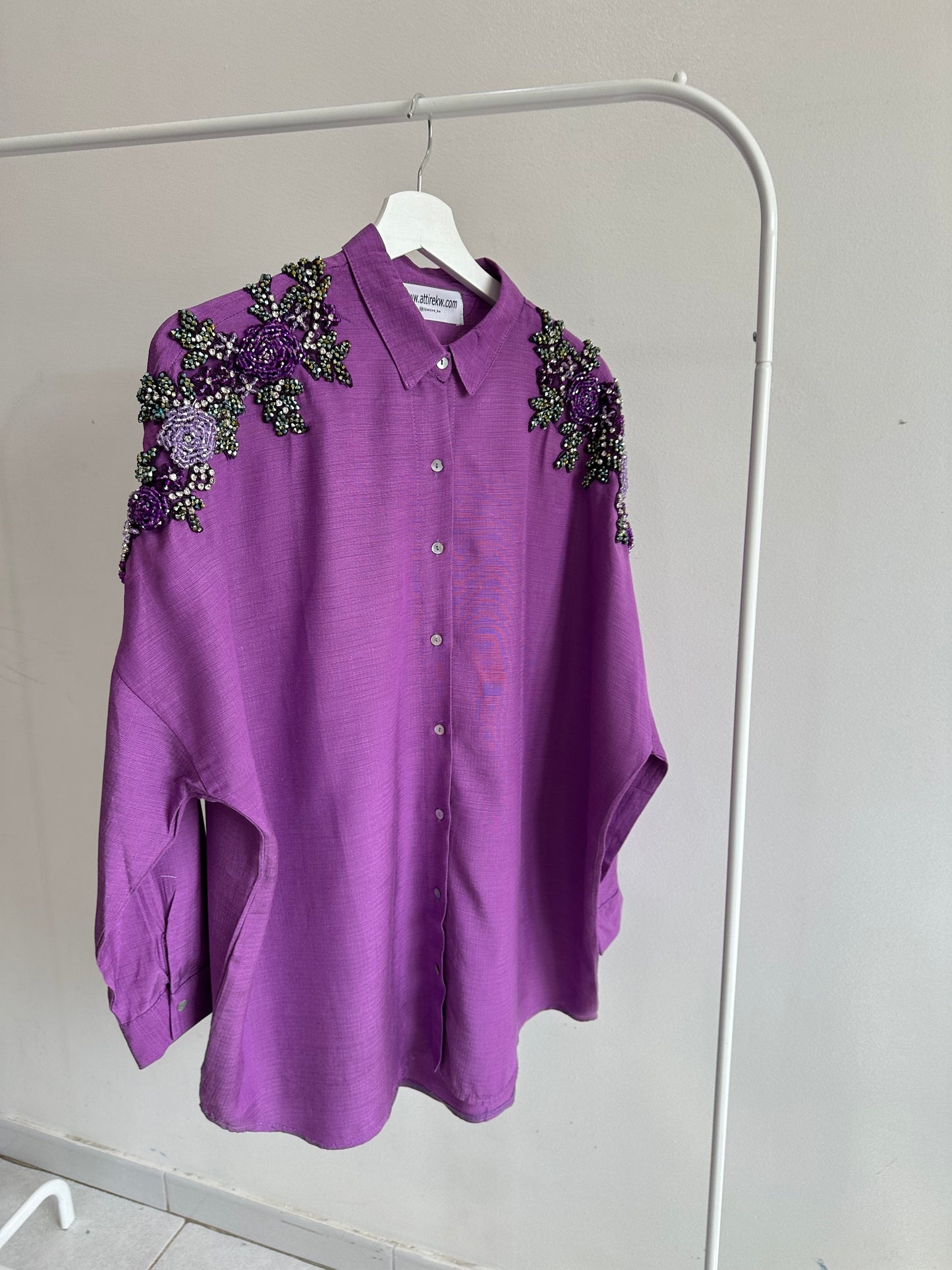 Purple embellished shirt