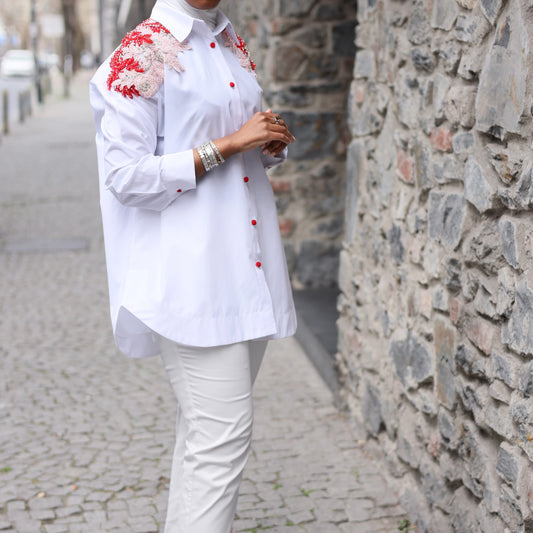 Pink embellished shirt