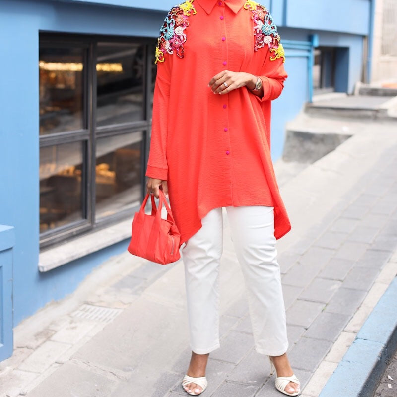 Oversized orange shirt