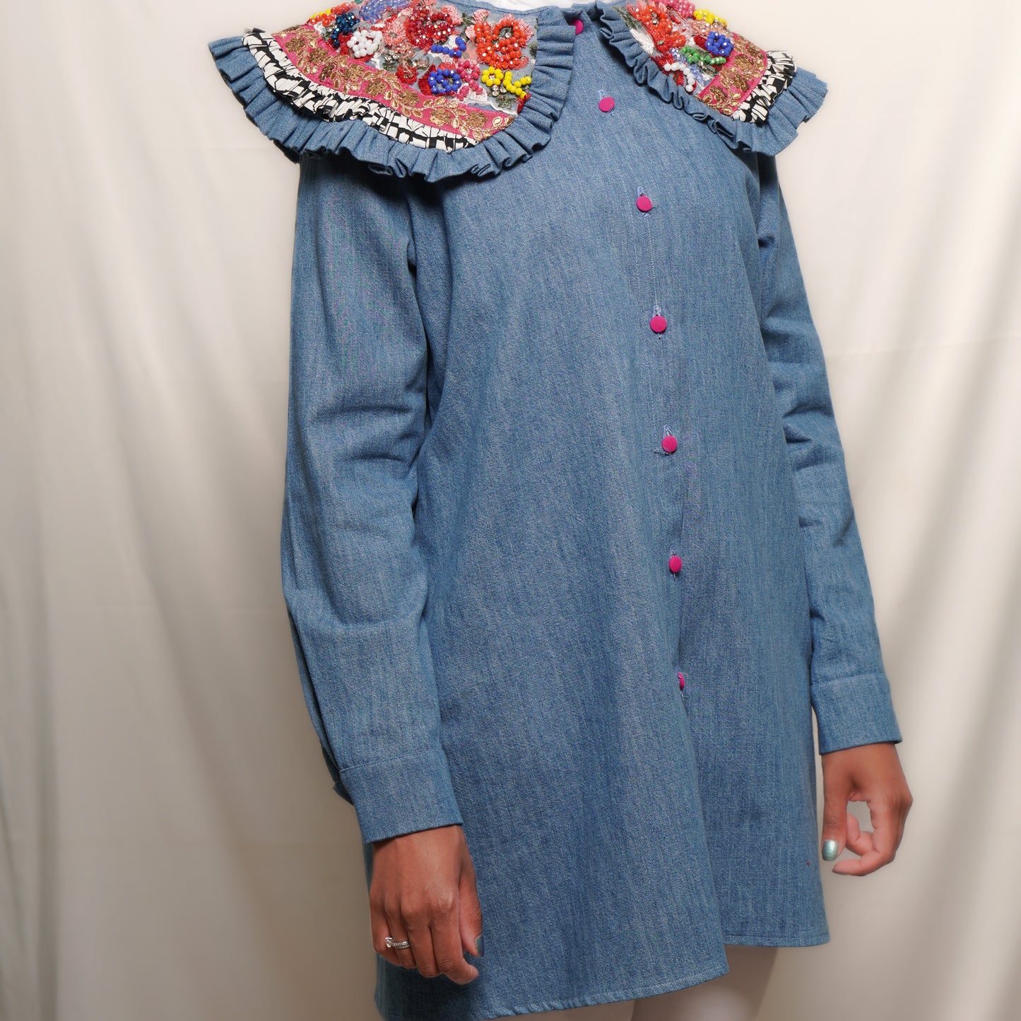 Embellished denim shirt