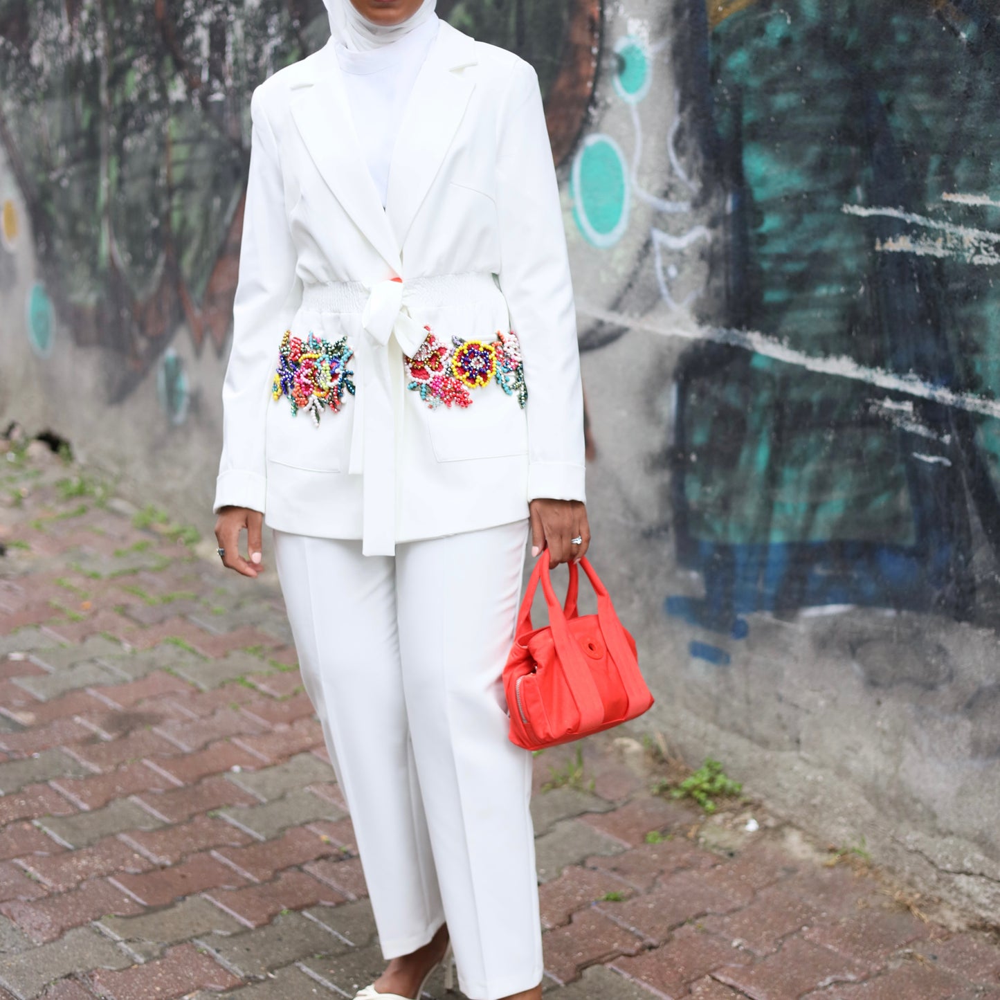 White embellished buckets